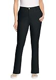 Woman Within Plus Size Adjustable Waist Straight-Leg Chino - 18 W, Black