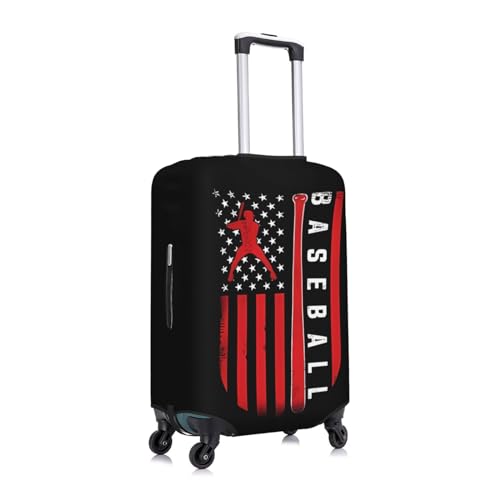 Baseball American Flag Travel Luggage Cover Elastic Anti-scratch Suitcase Cover Protector Spandex Stretch Luggage Baggage Covers Fits 22-24 Inch Luggage,M3