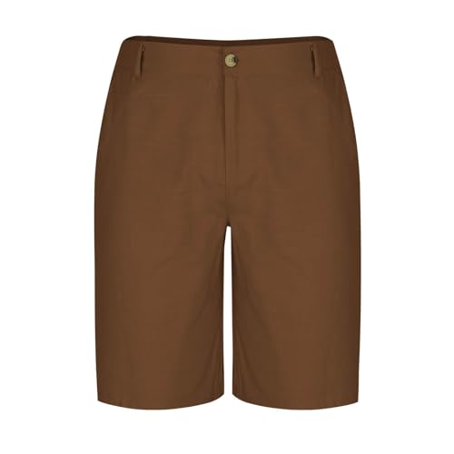 Xiaojmake Mens Cotton Linen Shorts with Pockets Solid Color Pleated Casual Beach Daily Half Short Button Zipper Dress Shorts3