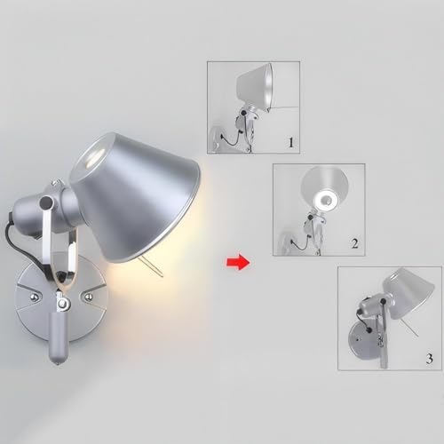 Lámpara de pared interior E27 ajustable estilo industrial para el dormitorio 5