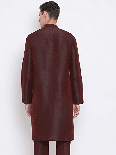 Image of VASTRAMAY Men's Burgandy Silk Blend Only Kurta