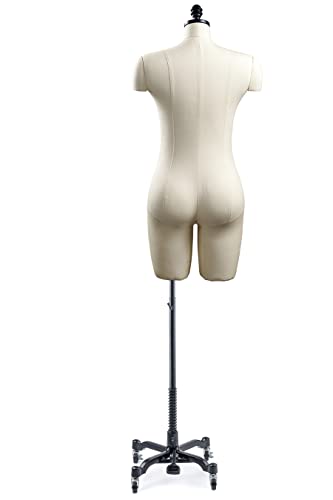 Fabulous Fit Professional Dress Form - Women's Half Legs Style (Fully pinnable) - Multiple Base Options (Black Rolling Base, 8)