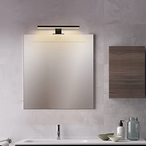 ERWEY 2 in 1 LED Spiegelleuchte 30CM IP44 Badleuchte LED Badlampe Schminklicht 230V Schrankleuchte warmweiß Aufbauleuchte Bad Klemmleuchte Wandleuchte (Schwarz 3000K 5W)