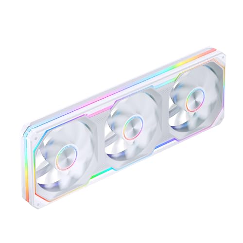 Image of JONSBO XA360WR (Reverse) PC Fan,Reverse Blade Silent Computer Fan, Dual-Light Effect, Switch At Will,All-in-One, Single Frame Unit with3x120mm ARGB Fans,1800RPM,28MM Thick,White