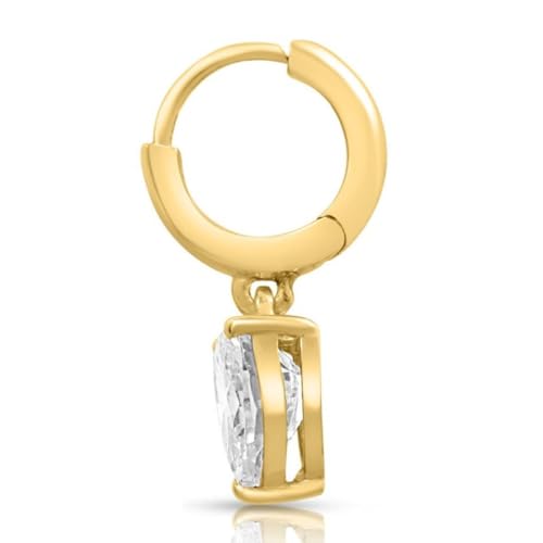 Image of ZAVYA 925 Sterling Silver Cubic Zirconia Solitaire Gold Plating Drop Earrings | | Gift for Women and Girls | With Certificate of Authenticity and 925 Hallmark