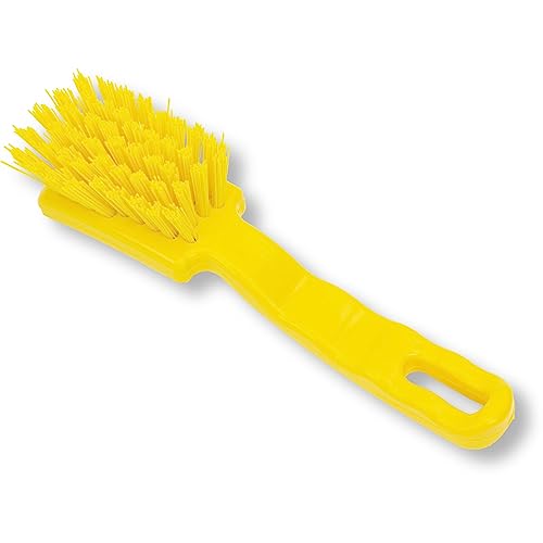 Image of SPARTA 41395EC04 Plastic Scrub Brush, Detail Brush, Kitchen Brush with Hanging Hole for Cleaning, 7 Inches, Yellow