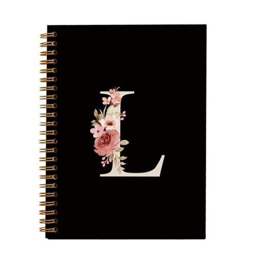 OXW Initial Letter K Notebook, Personalized Gifts, Custom Notebook Journals for Writing, Customized Gifts, Monogrammed Gifts for Women, Black Hardcover Spiral Notebook 5.5 x 8.3
