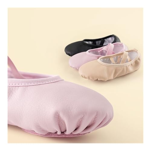PU Ballet Shoes for Toddler Girls Children Dance Shoe Leather Ballet Flats Kids Soft Sole Gymnastics Shoes Dancing Slippers(Pastel Violet,22(Foot 16cm))4