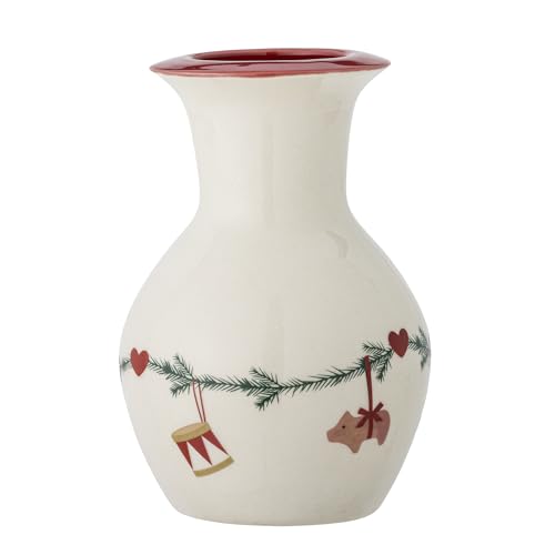 Bloomingville Vase Yule Weiß Weihnachtsmotiv 16x10 cm Blumenvase...
