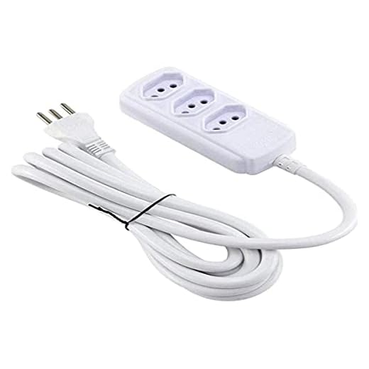 Extensao 3Mtrs Bivolt 20A Branca 3 Tomadas