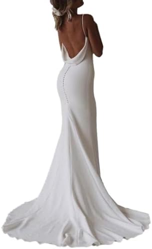 Satin Mermaid Wedding Dresses for Bride 2026 Beach Simple Backles...