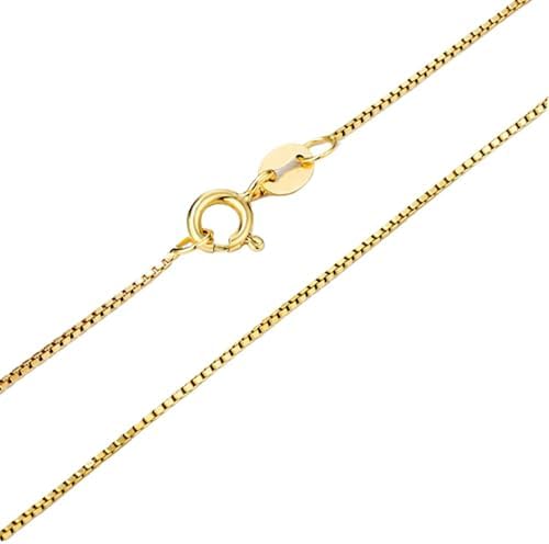 14K Solid Yellow Gold Box Chain Necklace, Available in 0.65mm/1mm...
