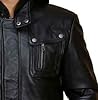 Mens Slim Fit Hooded Biker Leather Jacket, M-Person with Chest 39 inch, Black #4