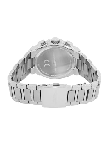 Image of French Connection Astro Multifunction Black Round Dial Stainless Steel Strap | Casual | Premium | See Through Feature | Sunray Feature Wrist Watch for Men - FCH18BSM