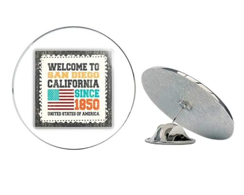 San Diego Grunge Travel Postage Stamp Round Metal 0.75