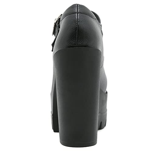 Betastella Women's Platform Mary Janes Chunky High Heel Buckles Punk Goth Pumps4