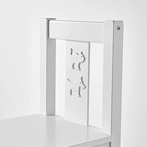 Close-up of the IKEA KRITTER children's chair backrest with animal carvings