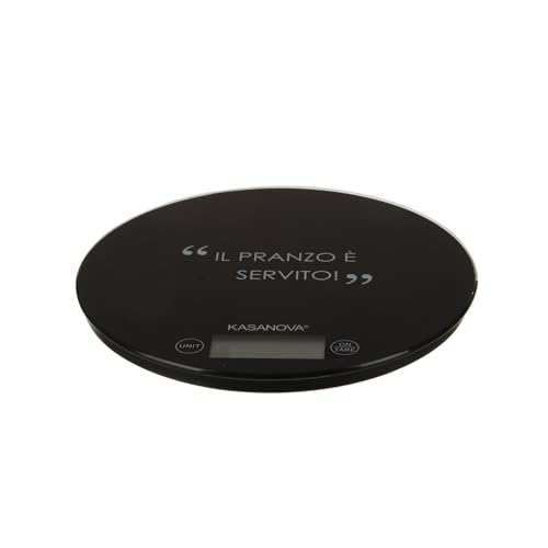 KASANOVA Lettera Digitale Bilancia Cucina Tonda Nera, Nero, One Size