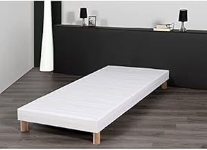 Gedésica SOMMIER TAPISSIER 90 X 190 X 15 + 4 Pieds Offert, MDF et Fer, Blanc