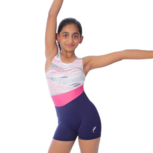 Image of IKAANYA Girls Unitard or Biketard for Gymnastics, Dance, Acrobatics or Swimming (Ages 3-15)