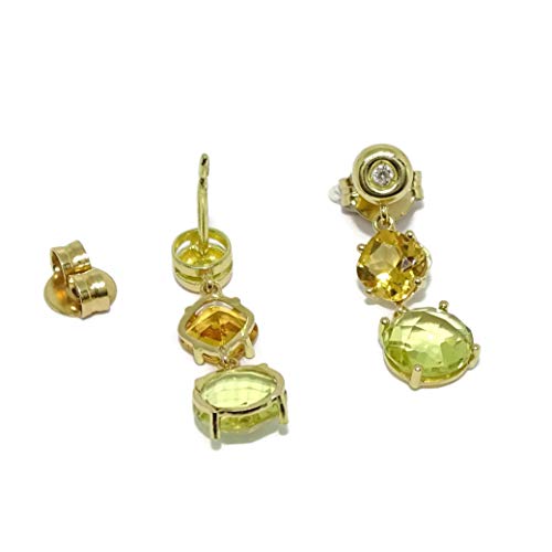 Boucles d'oreilles or jaune légères et sécurisées avec citrine
