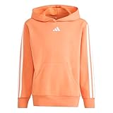 Capuche adidas Unisex Kinder Essentials 3 Stripes Hoodie, Dusky Orange/White, 13-14 Years