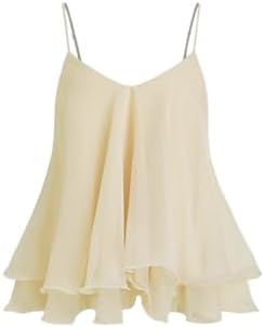 CIDER Y2k Shirt Ruffle Hem Knotted Mesh Cami Top Sleeveless Layer...