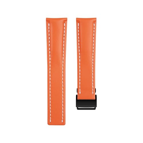 Bracelet de montre en cuir véritable orange 24mm pour Breitling Avenger Colt