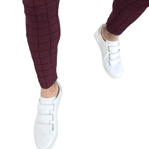 Men's Commuter Slim Business Pants Outdoor Daily Temperament Sweatpants Trendy Lightweight Plaid Pants4