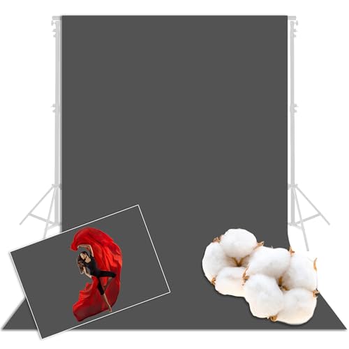 Prism Backdrop by Ravelli 6x10' Gray Muslin Photo Video Background, 100% Cotton, 150GSM Weight, Flocked on One Side, (5.7x9’ after pre-shrinkage) by Prism - Used condition - US$12.95