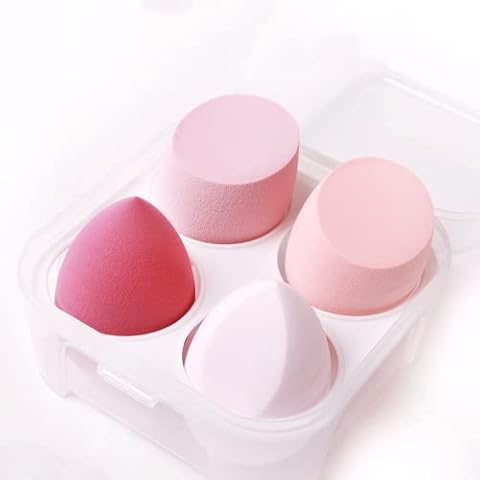 Makeup Sponge Beauty Cosmetic Tool Set Makeup Sponges for Foundation with Multi Color Makeup Sponges Beauty Blender Foundation Sponge for Cosmetic 4 pcs Pink Series Cover