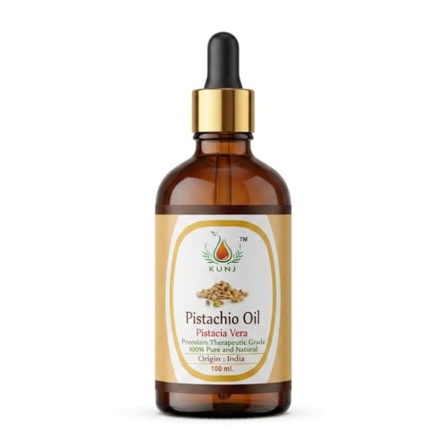 Image of KUNJ Pistachio Carrier Oil (Pistacia vera) 100ML - 100% Pure & Natural, Cold Pressed - Therapeutic Grade Oil for Skin Nourishment, Hair Care & Moisturizing