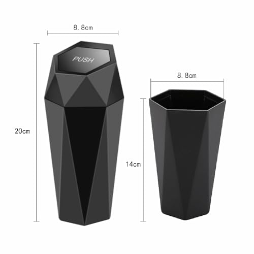 Image of Car Trash Can with Lid, Leakproof Trash Bin for SUV, Mini Automotive Garbage Cans with Trash Bags, Waterproof Multipurpose Car Organizers and Storage (Black)