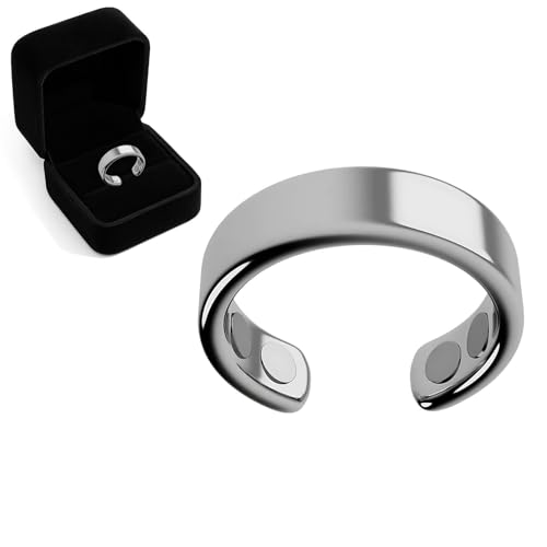 Reiteag Auralis Magnetring Original Auralis Ring Angstgefühle Verbessert Dieschlafqualität Magnetfeldtherapie Ring Inklusive Schwarzer Ringbox (Silber)