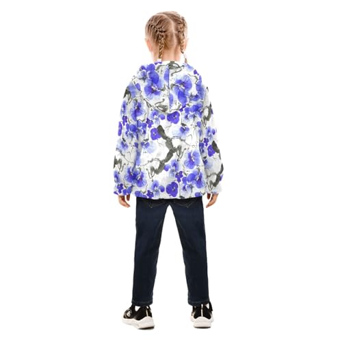 OTVEE Blue Flowers Tree Branch Kids Hoodie Jacket Fall Spring Full Zip Warm Outwear Coat4