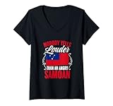 Womens Yells Louder Angry Samoan Flag Samoa Pride Roots Samoan V-Neck T-Shirt