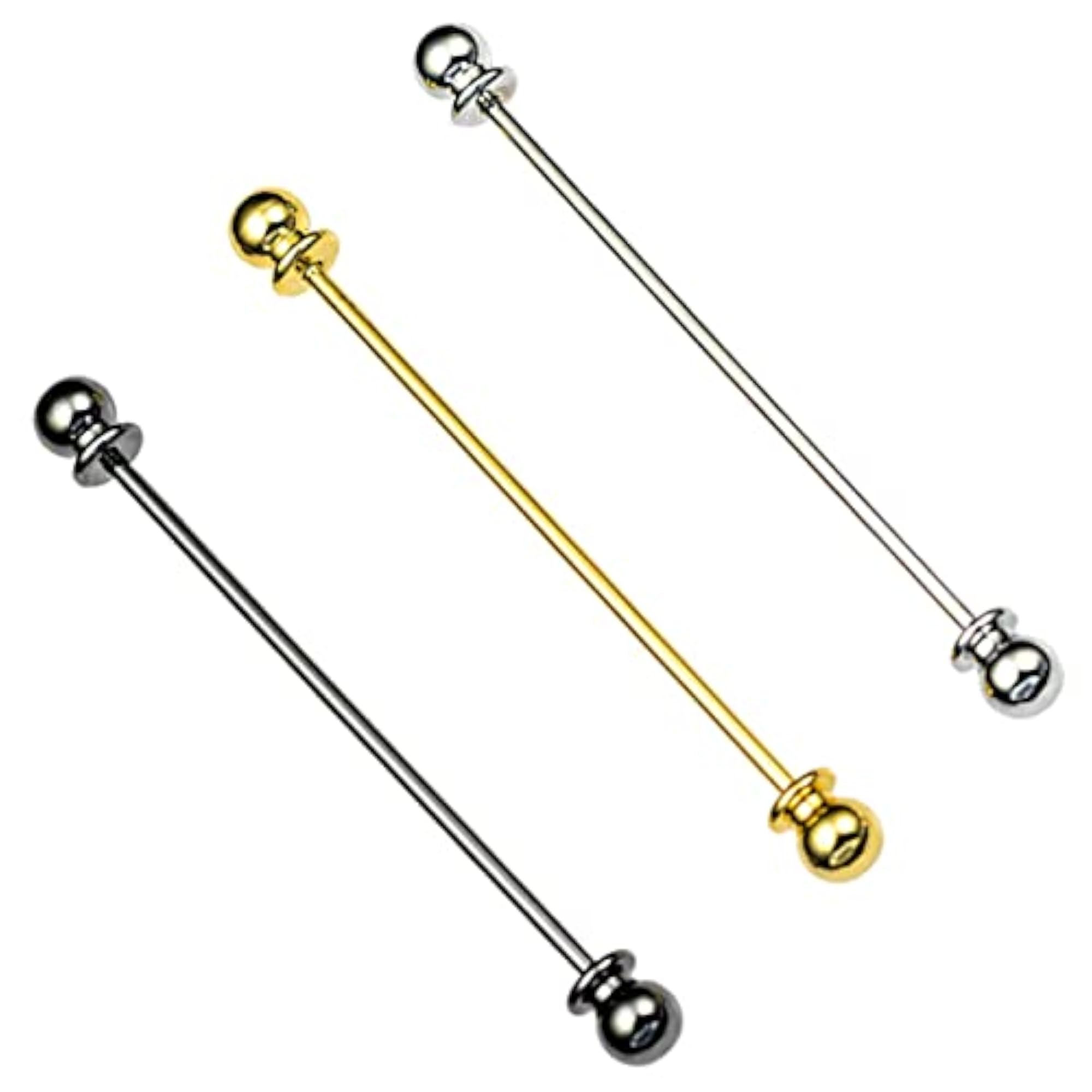 3pc Classic Copper Collar Pin Clips for Men, Formal Attire