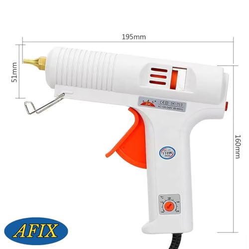 Image of Escrow Afix Professional Hot Melt Glue Gun 110W with Multi Temperature Control, Fast Melting, Easy to use Glue Gun for DIY Art Crafts (1 Piece, White)