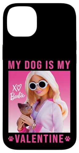 Coque iPhone 14 Plus Barbie My Dog Is My Valentine en silicone rose