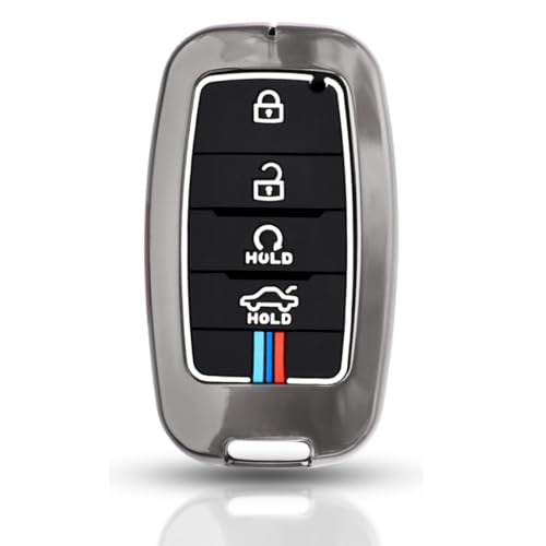 Image of KEYCEPT Metal Key Cover Compatible for Kia Seltos | Sonet | Carens 4 Button Smart Key with Keychain (Short Keychain).