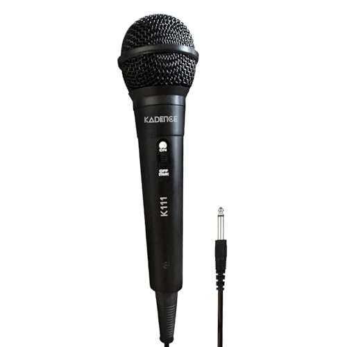 Image of Kadence K111-V2 Home Series Wired Mic | 10ft Cable with 6.35mm Jack | Dynamic Cardioid Pickup | On /Off Switch | for Karaoke, Singing, Speech & Stage Performances | Black