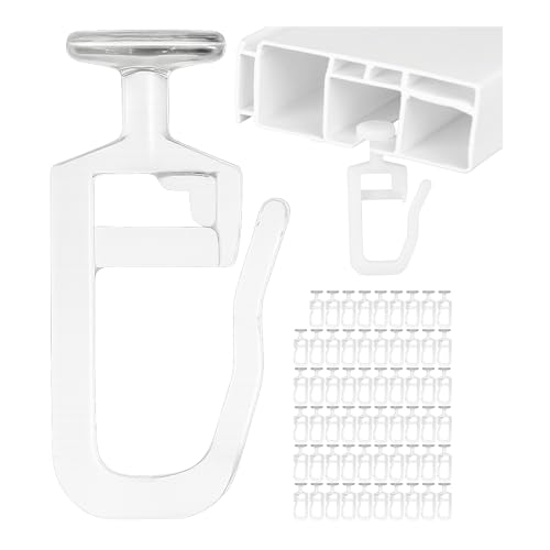 Ganchos de Cortina, Planeadores de 60 x Cortina, Transparente, Gancho de Cabeza Plana de 9 mm, 3 4 mm de Ancho de Marcha y 10 x 3 mm de Cámara de Rodillo, Anillos para Cortinas, Rollos de Cortina