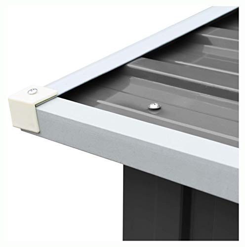 Log Rack & Carrier Accessory, Garden Log Storage Shed Galvanized Steel 129.9\"x36.2\"x60.2\" Anthracite - Thumbnail 7