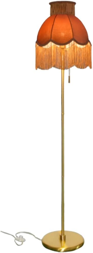 SYXL Klassieke vloerlamp, prachtige staande lampen gouden licht pool stof lampenkap woonkamer slaapkamer versiering vloerlampen (Color : Brown)