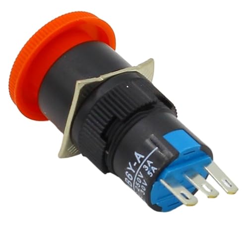 Interrupteur d'arrêt d'urgence champignon 16mm avec 3 broches NO NC pour panneau