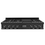 ZLINE 48 in. Legacy Gas Rangetop with 7 Burners and Porcelain Cooktop in Black Stainless Steel (RTB-48)