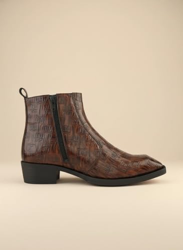 Image of Big Fox Men's Croc-Texture Cuban Boots | Premium Ankle-Length Fashion Boots | Stylish, Durable & Comfortable