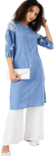 Image of Max Women's Cotton Blend Regular Fit Casual Kurta