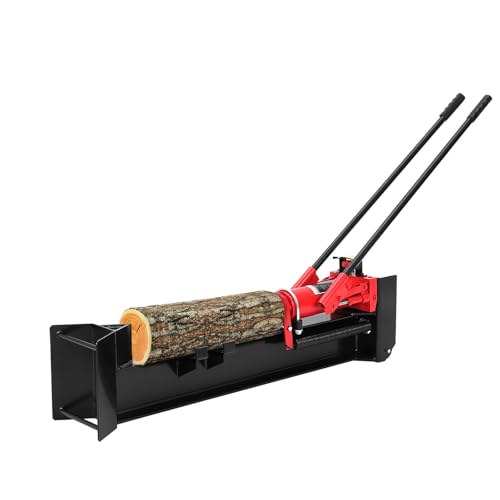 12 Ton Manual Hydraulic Log Splitter – Heavy Duty Steel Wood Cutter for Firewood, Horizontal Operation with Built-in Wheels, 18.7