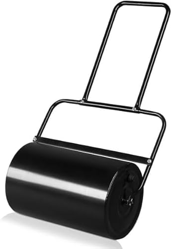 BCSRVCE Flatten Uneven Ground with 19.5in Lawn Roller, Steel Drum with U-Handle for Easy Use, Black